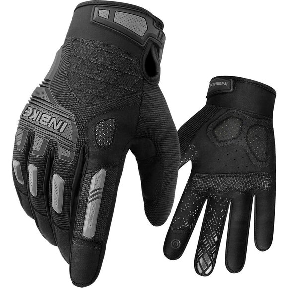 Inbike Men's Grey Wear Resistant Breathable Mtb Touchscreen Motorcycle Gloves - Picture 8 of 8